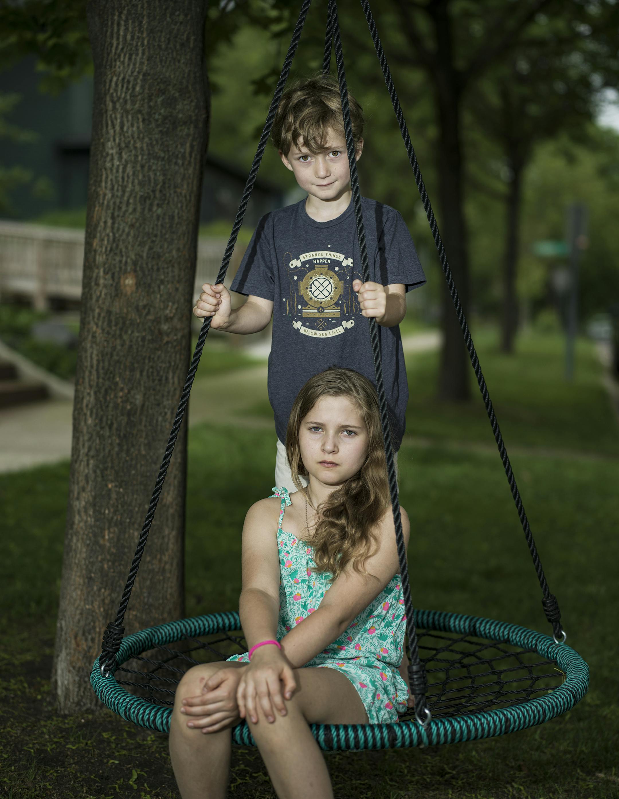 Lucy Arthur,10 and her brother Winston have been enjoying this swing together.]The city has ordered that 4 swings on Laurel Street in St. Paul take down swings which are hung on boulevard trees in front of single family homes. RICHARD TSONG-TAATARII ¥ richard.tsong-taatarii@startribune.com