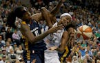 Lynx Sylvia Fowles got fouled by Indiana's Lynetta Kizer during the first half
