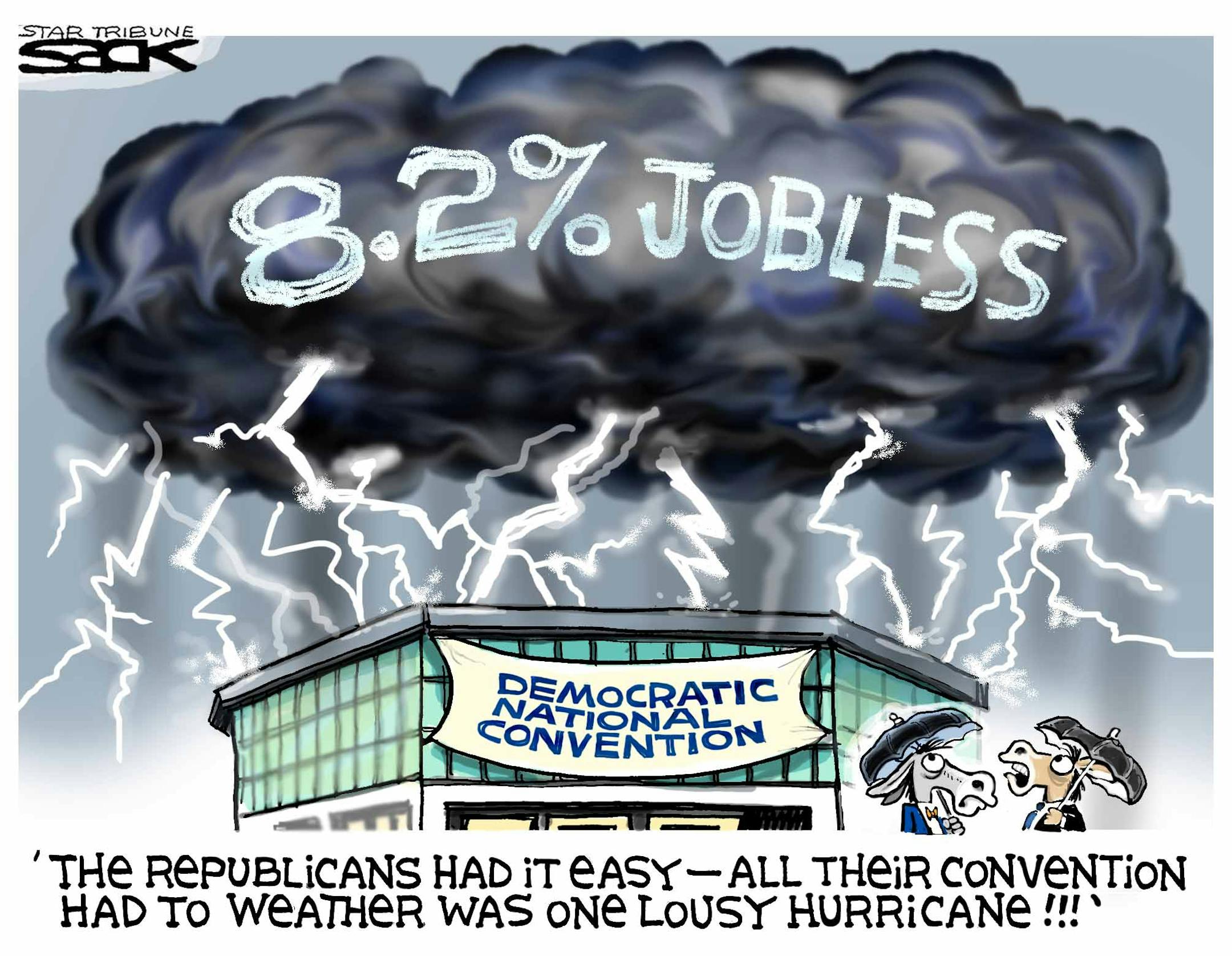 Steve Sack editorial cartoon for Sept. 5, 2012. Topic: Democratic National Convention.