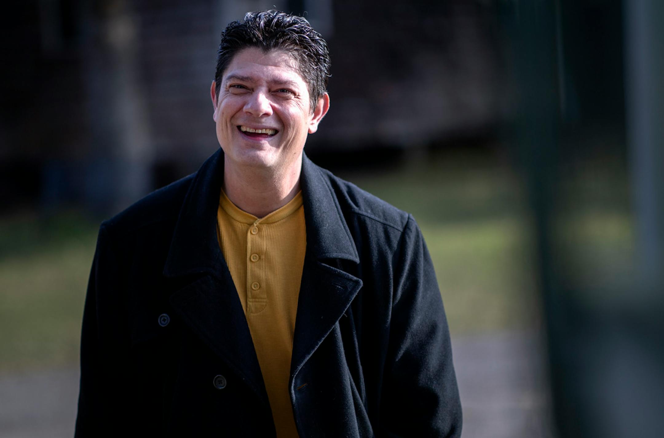 Tito Reyna watched his son play on the swing at Aamodt's Apple Farm in Stillwater.