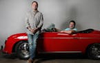 Luis Fraguada, left, and Tyler Christopherson posed for a portrait with a 1957 Porsche Speedster Tribute Wednesday, May 17, 2017n at Morrie's Heritage