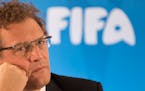 FIFA says it suspended secretary general Jerome Valcke with immediate effect, Thursday Sept. 17, 2015 hours after he was the subject of allegations ov