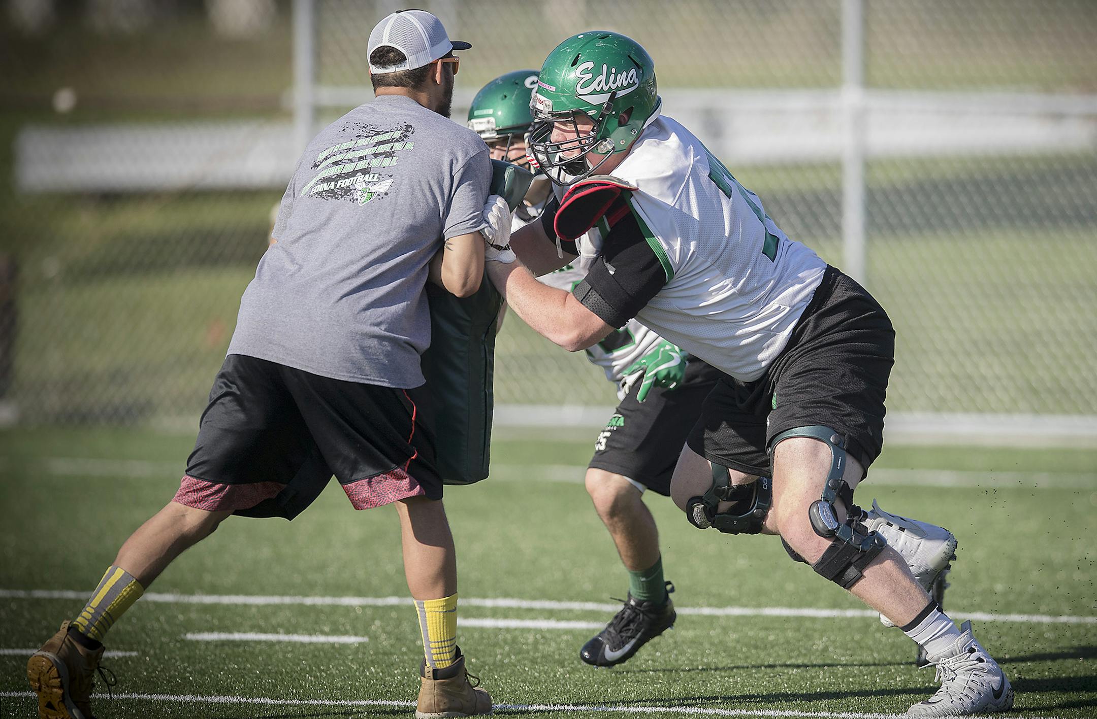 Edina offensive lineman Quinn Carroll, who is one of the top lineman in the country, took to the field for practice, Tuesday, August 22, 2017 in Edina, MN. ] ELIZABETH FLORES ï liz.flores@startribune.com