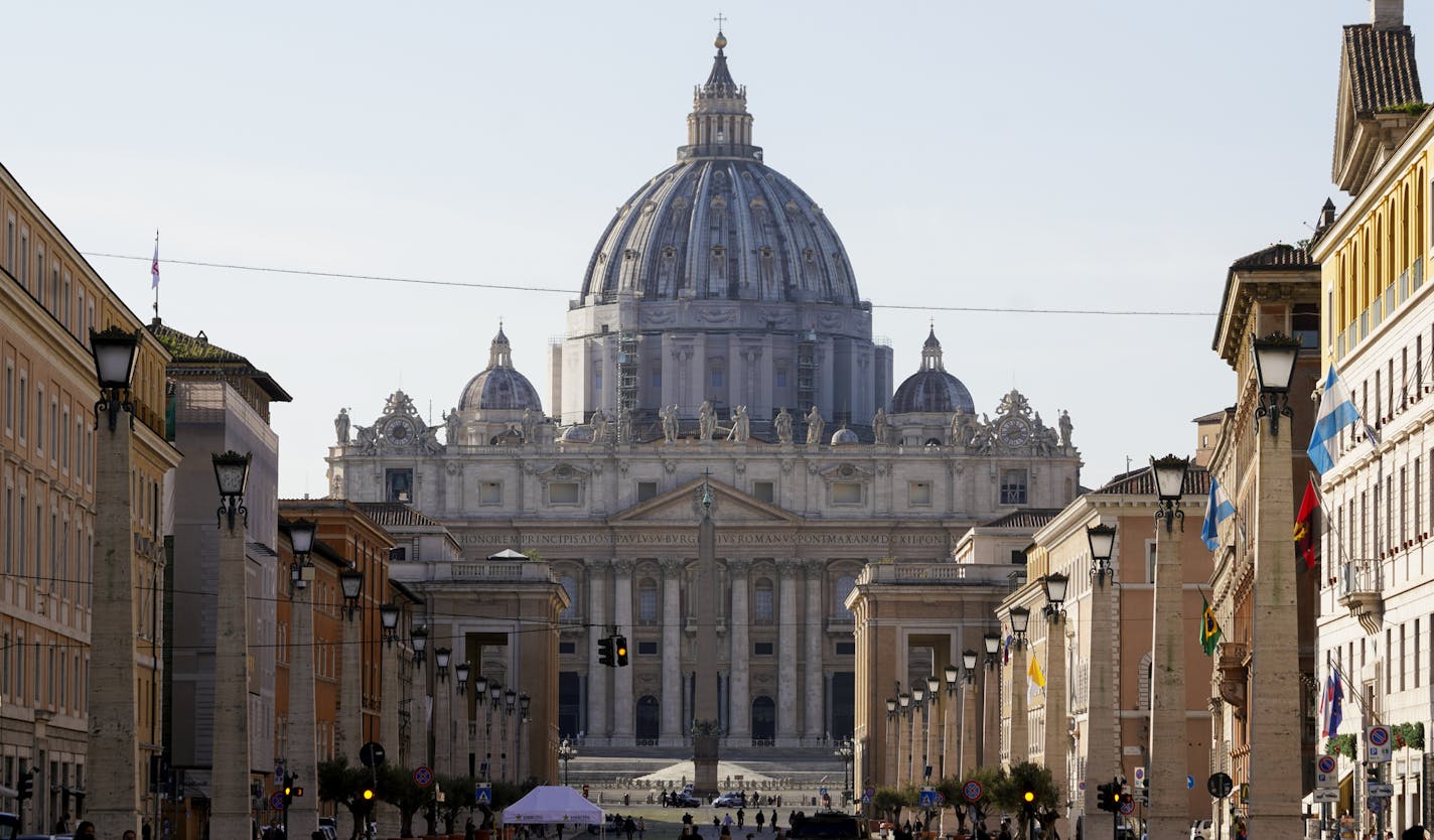 A view of St. Peter's Basilica at the Vatican, Tuesday, Nov. 10, 2020. On Tuesday, Nov. 10, 2020. A Vatican investigation into ex-Cardinal Theodore McCarrick has found that bishops, cardinals and popes downplayed or dismissed reports that he slept with seminarians. But the 400-plus-page report determined that Pope Francis merely continued his predecessors' handling of the predator until a former altar boy alleged abuse. (AP Photo/Andrew Medichini)