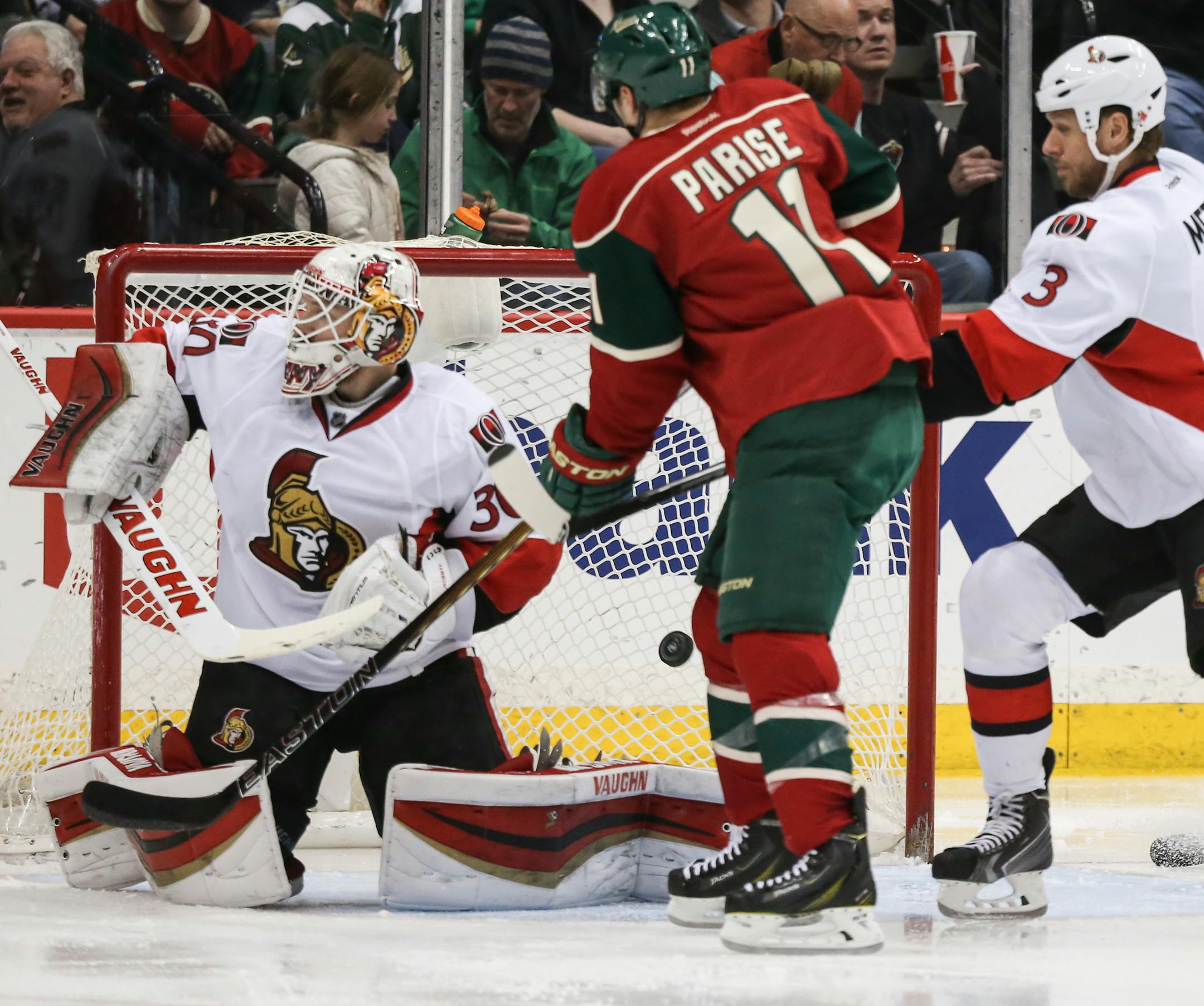 Matt Dumba scored his first goal on Ottawa goalie Andrew Hammond during the second period.