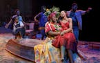 Mia Williamson, Alex Newell, Hailey Kilgore and the cast of "Once On This Island." Photo by Joan Marcus.