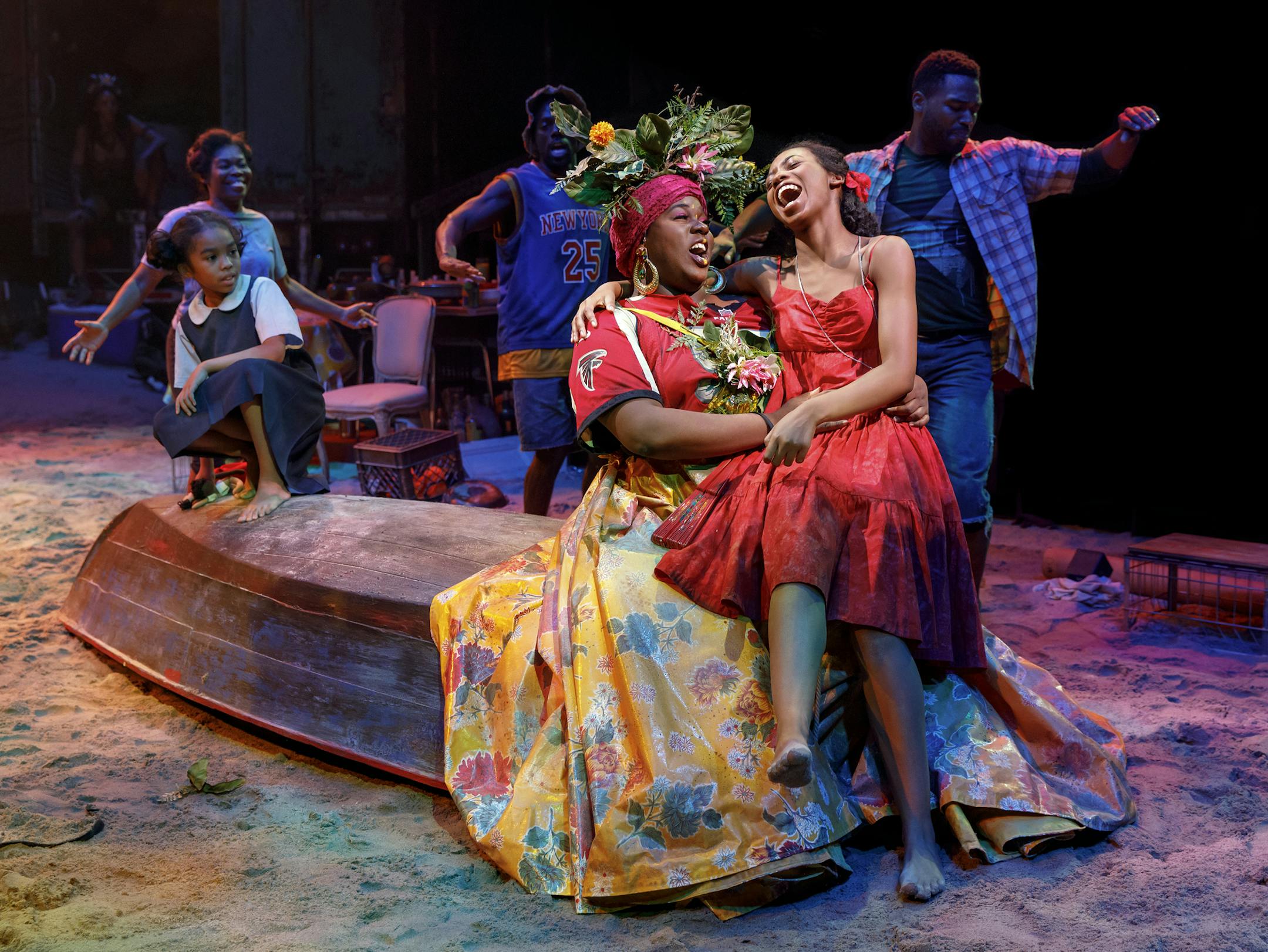 Mia Williamson, Alex Newell, Hailey Kilgore and the cast of "Once On This Island." Photo by Joan Marcus.
