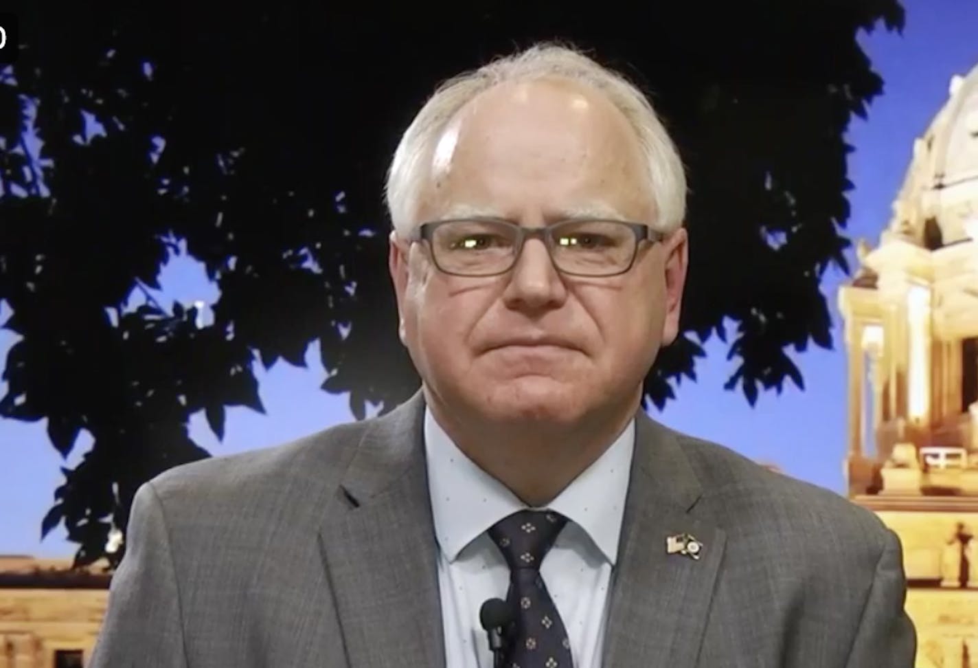 Minnesota Gov. Tim Walz, during his speech Wednesday night to the state. Photo by the State of Minnesota.