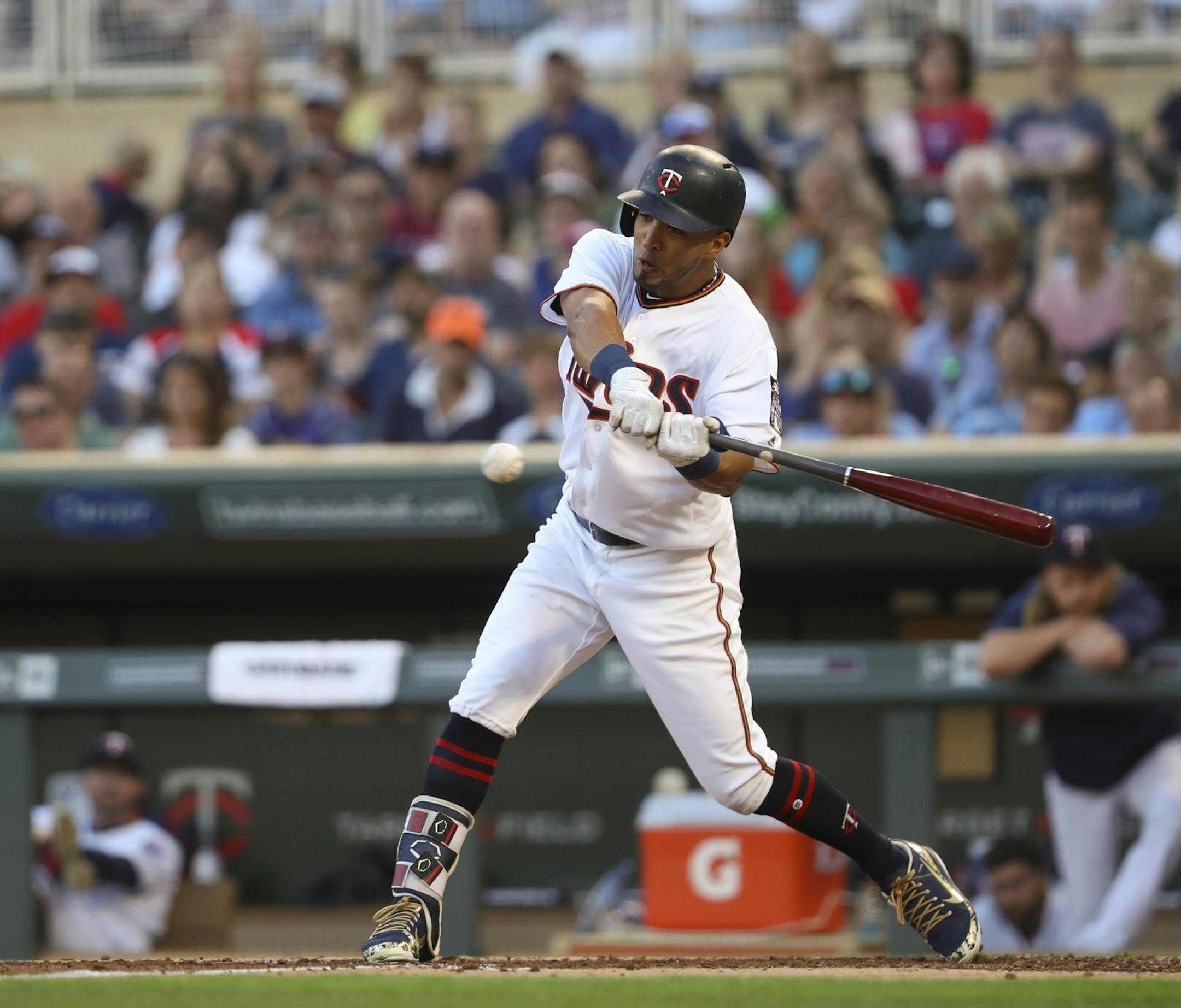 Minnesota Twins left fielder Eddie Rosario singled to left for an RBI, scoring Bobby Wilson in the third inning.