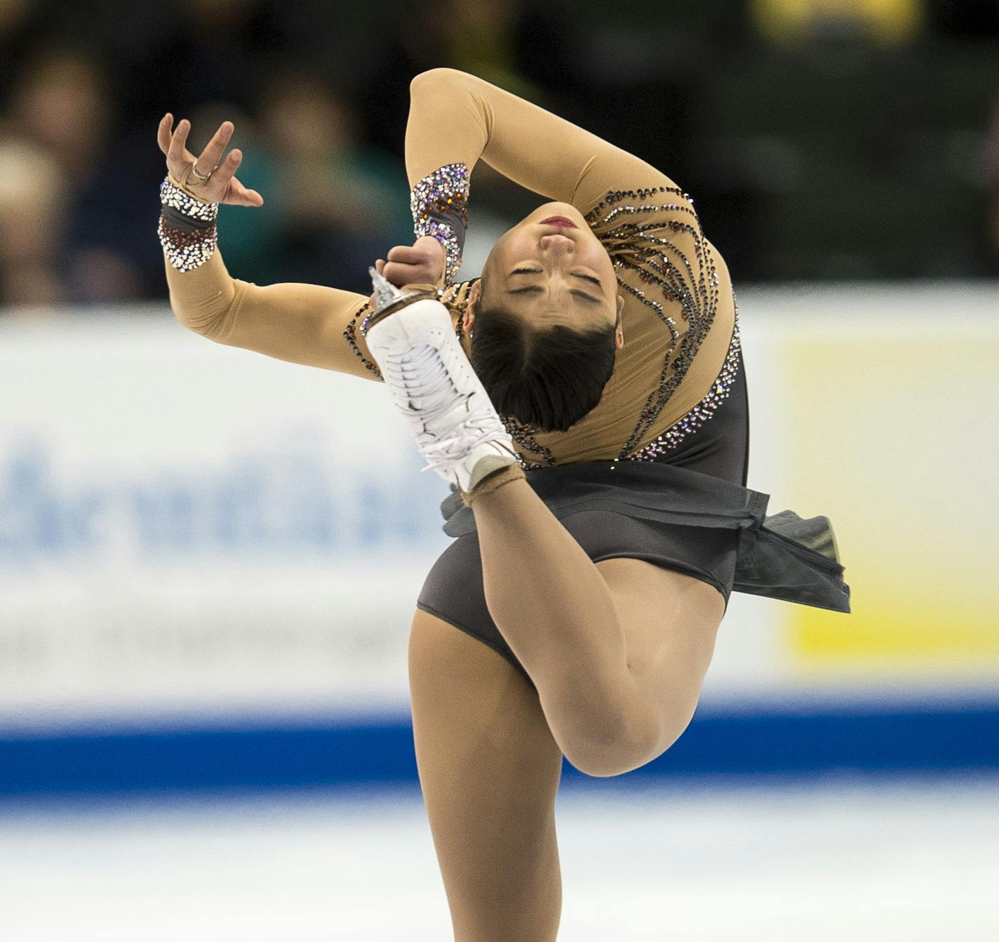 Mirai Nagasu performed in the Championship Ladies Short Program Thursday night. She is currently in first place with a score of 59.64 at the end of the first group. ] (AARON LAVINSKY/STAR TRIBUNE) aaron.lavinsky@startribune.com The Championship Ladies Short Program of the 2016 Prudential U.S. Figure Skating Championships was held at Xcel Energy Center on Thursday, Jan. 21, 2016 in St. Paul, Minn.