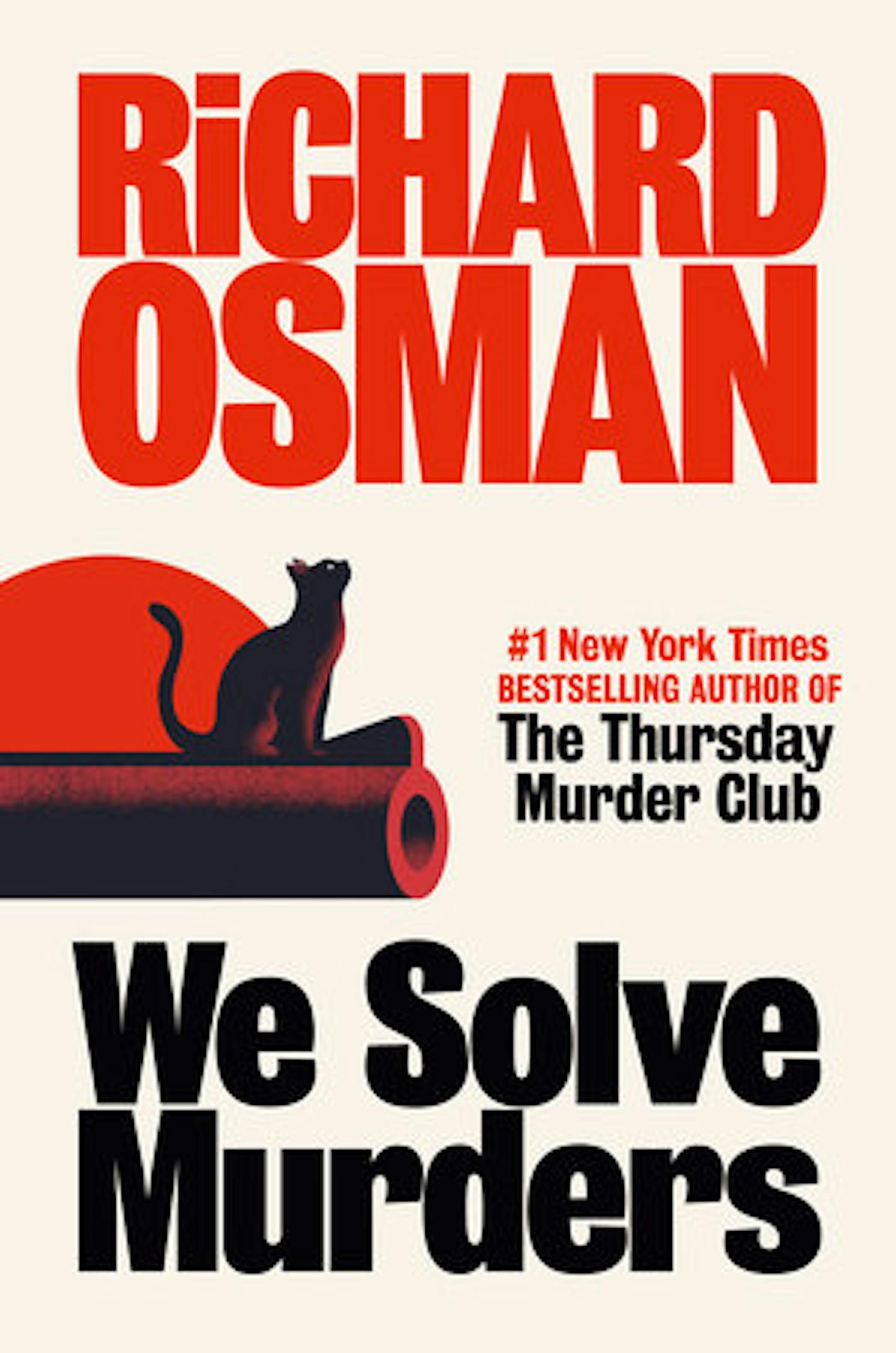 cover of We Solve Murders features an illustration of a cat perched on a gun