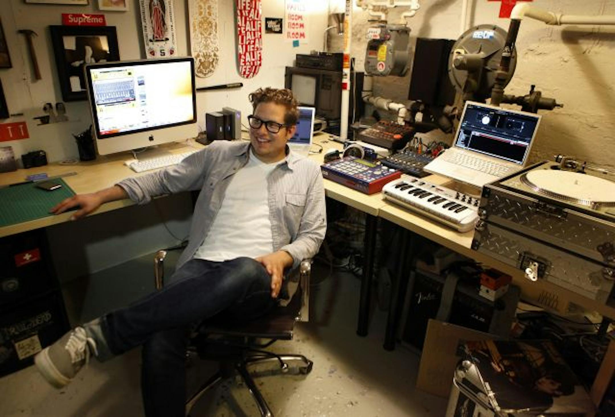 Paper Tiger, one of the beatmakers/producers/DJs with the Doomtree crew, sat with his equipment at his studio apartment in Minneapolis.