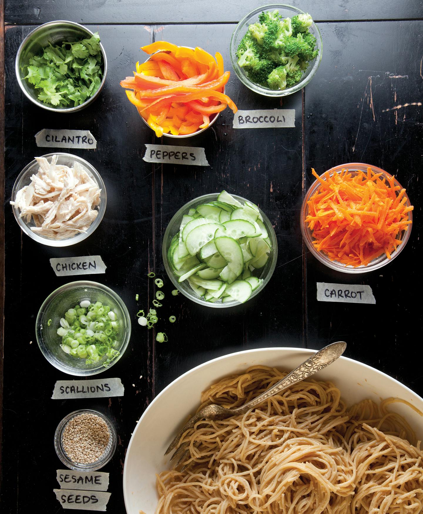 Credit: Todd Coleman Sesame Noodles with add-ins, from "The Mom 100 Cookbook," by Katie Workman (Workman Publishing)