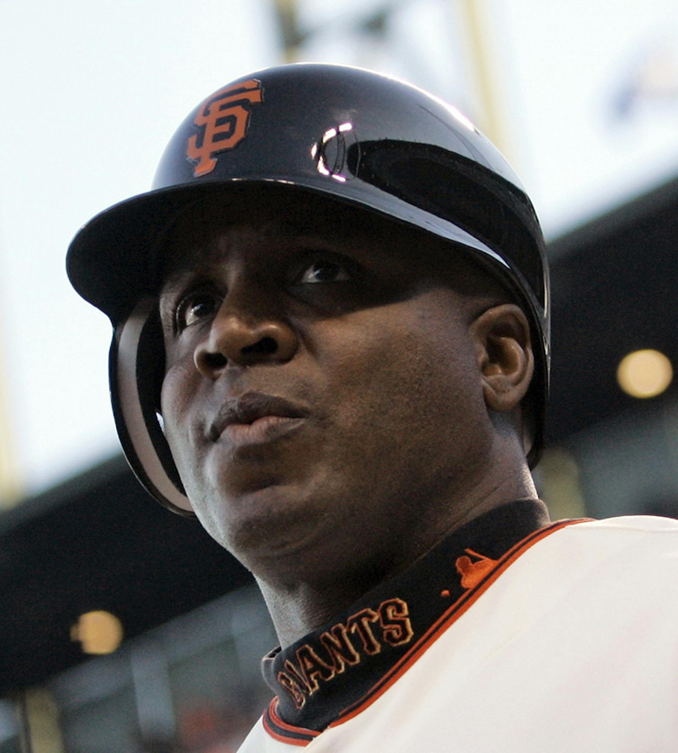 **FILE** San Francisco Giants' Barry Bonds gets ready to bat during their baseball game against the Washington Nationals in San Francisco, in this Aug. 7, 2007 file photo. Bonds was charged Thursday, Nov. 15, 2007 with perjury and obstruction of justice, the culmination of a four-year federal probe into whether he lied under oath to a grand jury investigating steroid use by elite athletes.(AP Photo/Jeff Chiu, File) ORG XMIT: NY251