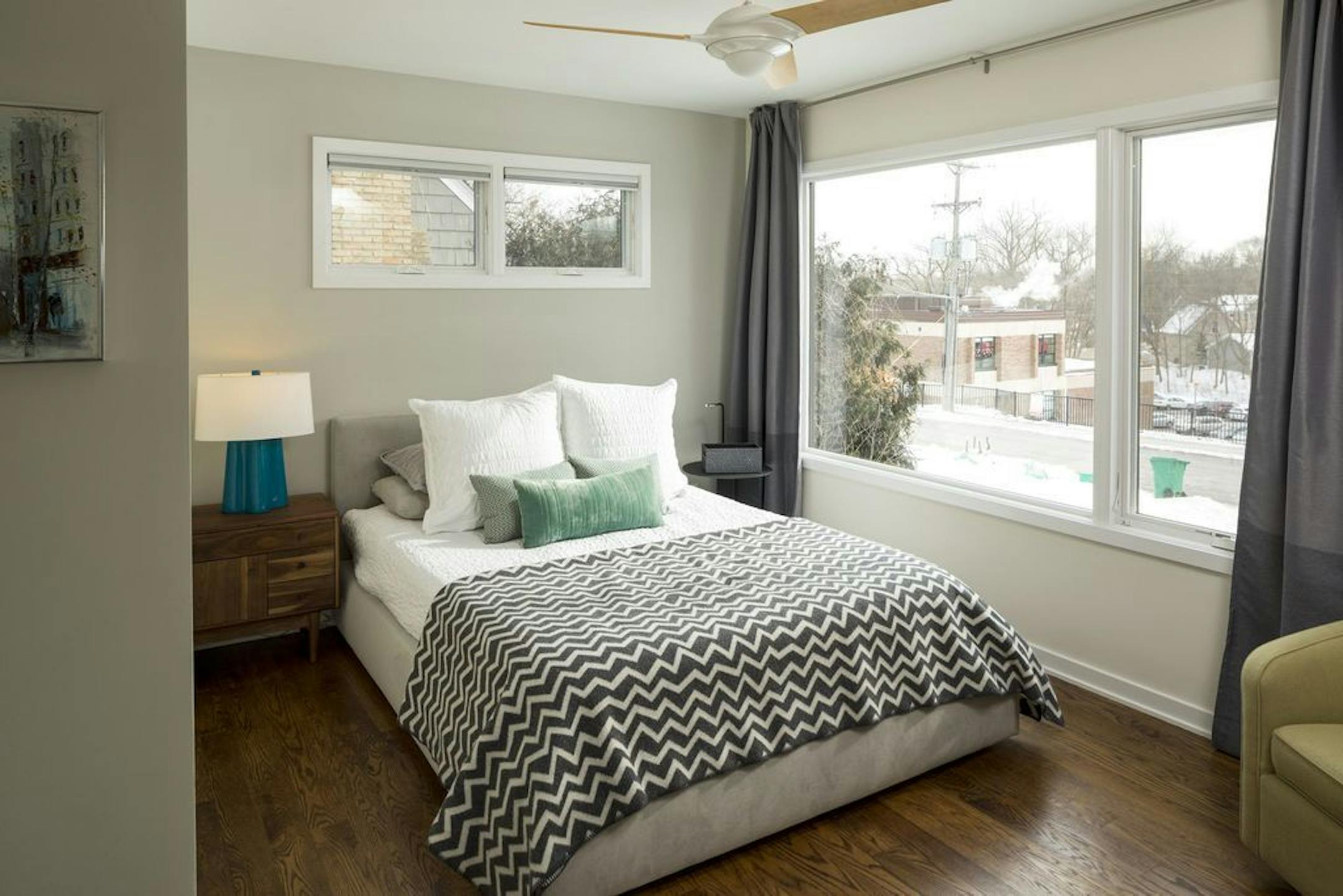 A three-season porch was converted into an owners' suite.