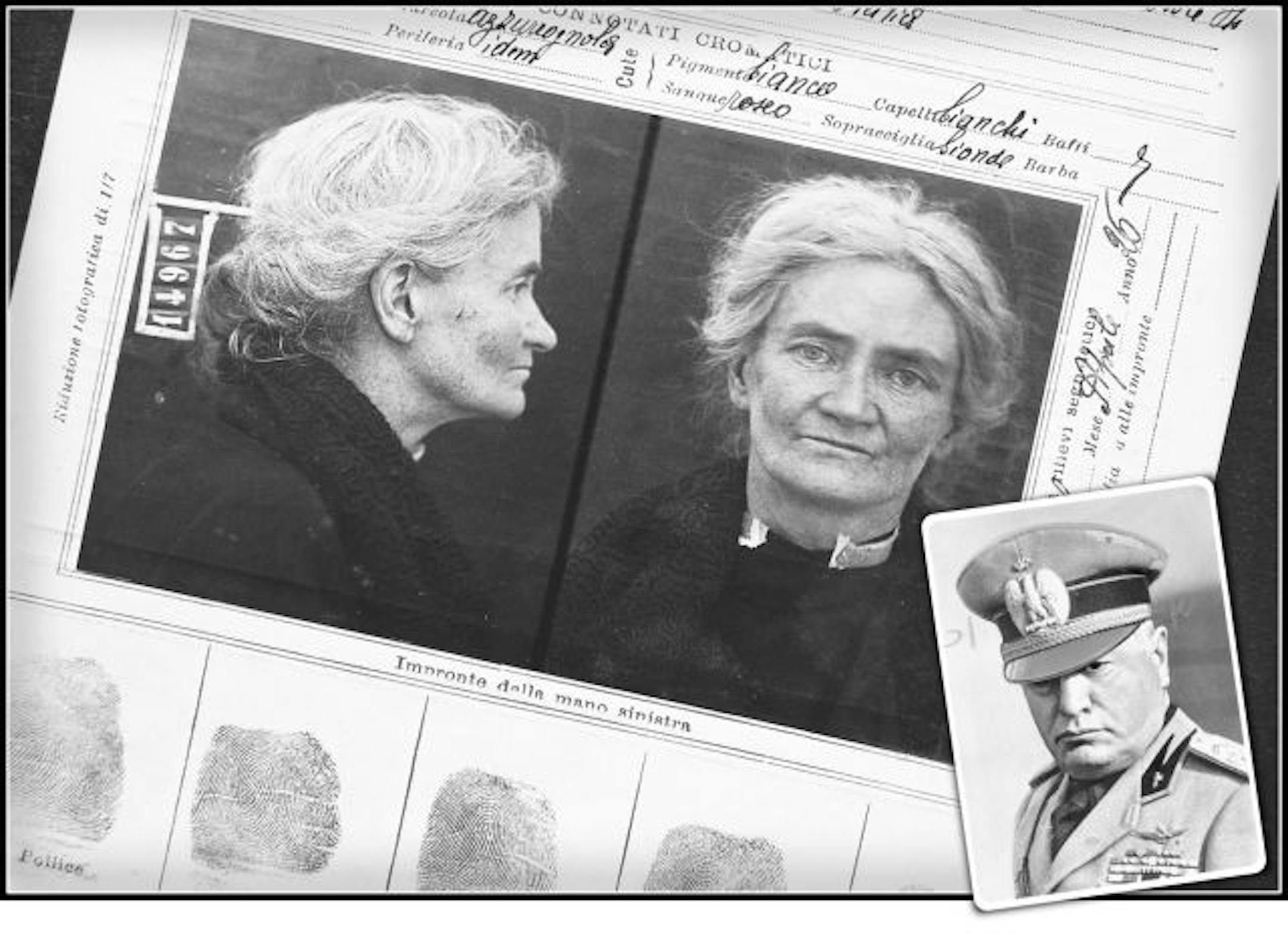 Violet Gibson, booking photo after her assassination attempt on Benito Mussolini Henry Holt & Company