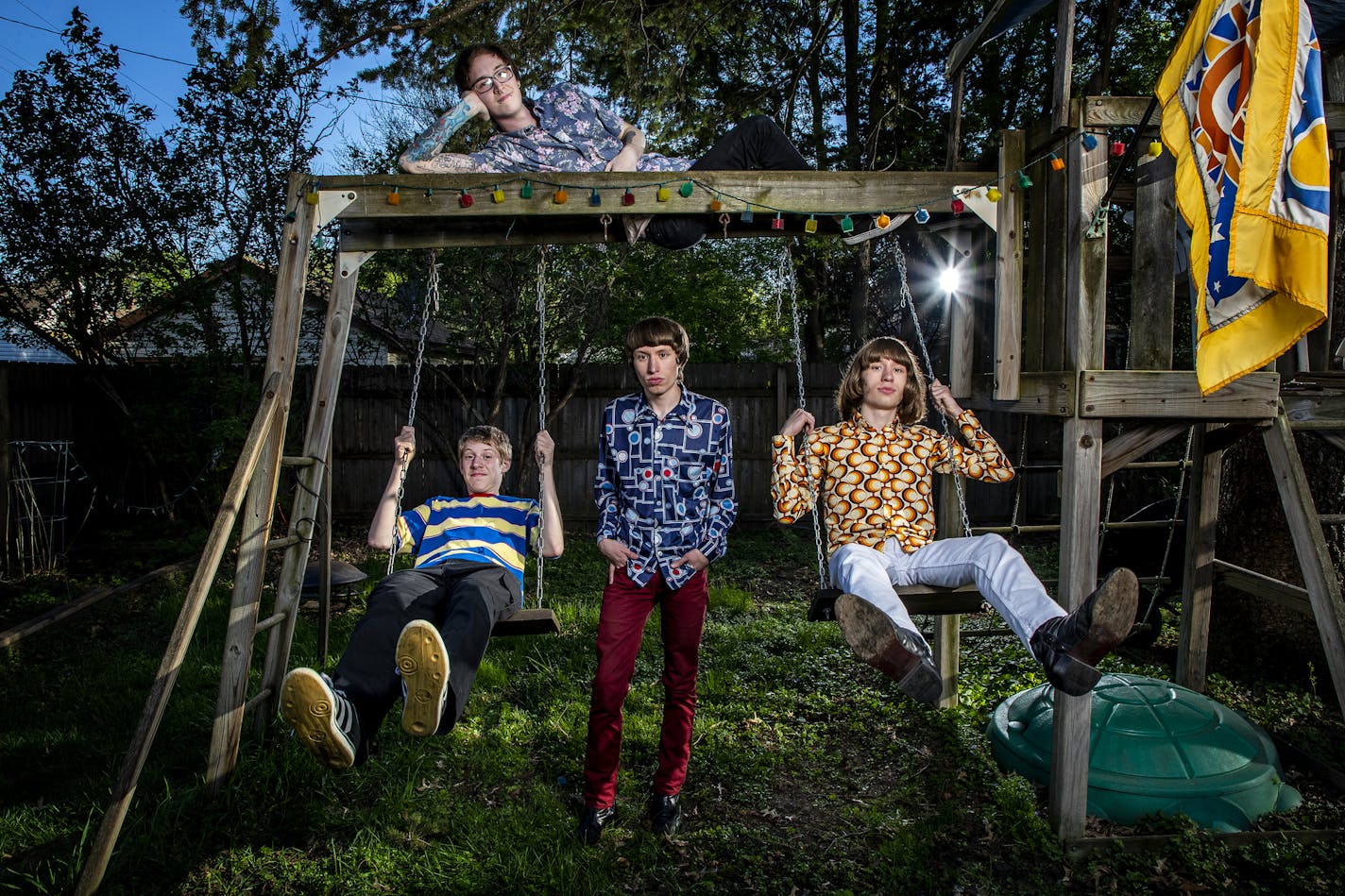 Owen Hiber, 15, Brandon Cox, 20, (top), Roman Mars, 22, and Royce Mars, 22, of The Carnegies. ] CARLOS GONZALEZ &#x2022; cgonzalez@startribune.com &#x2013; May 15, 2018, Minneapolis, MN, The Carnegies are a band of four teenagers who look and sound like a '60s garage-rock band, led by brothers Royce and Roman Mars