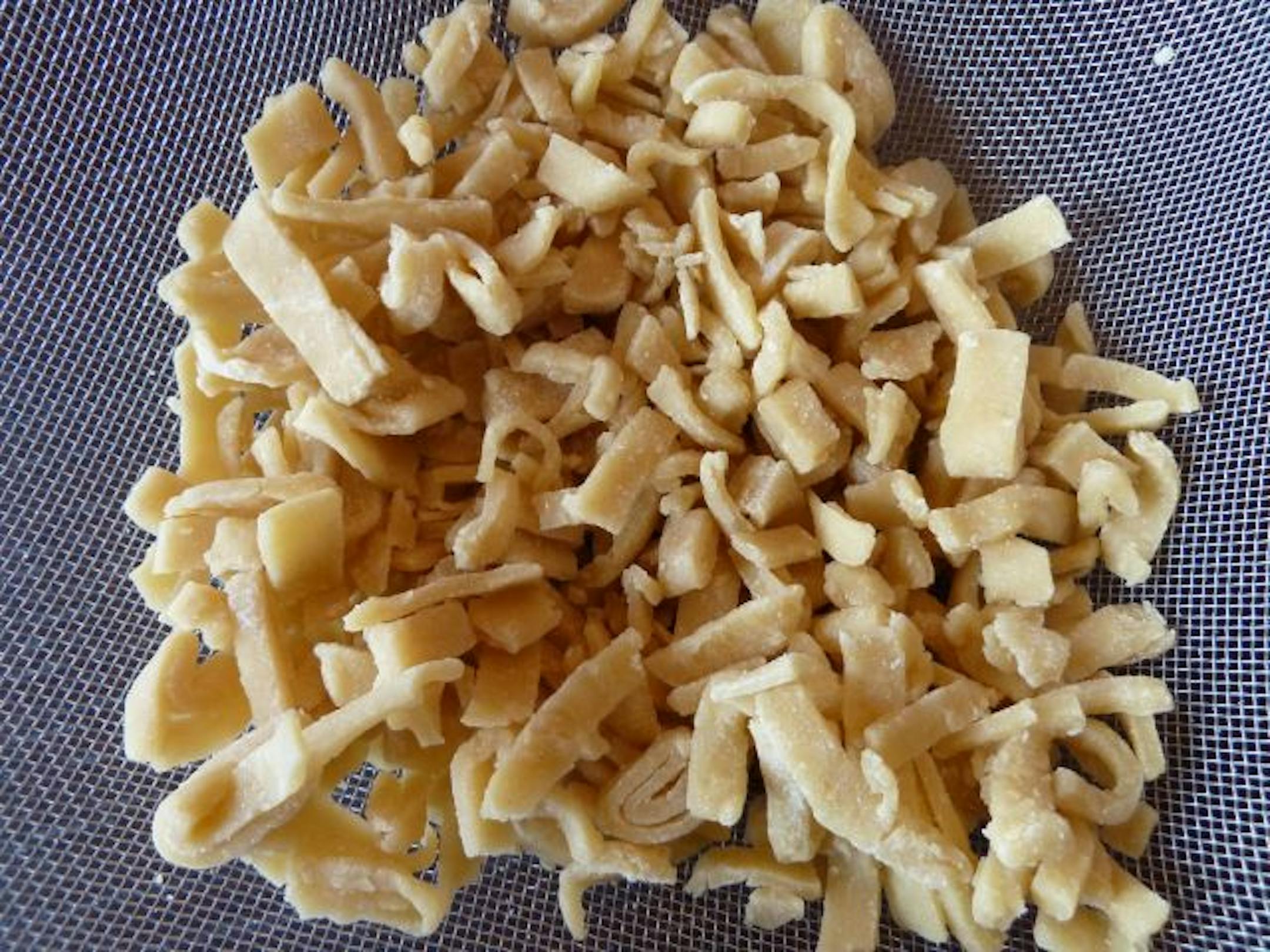 Homemade noodles before being cooked.