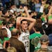 Notre Dame guard Alex Dragicevich celebrates following Notre Dame's 67-58 victory over Syracuse in January.