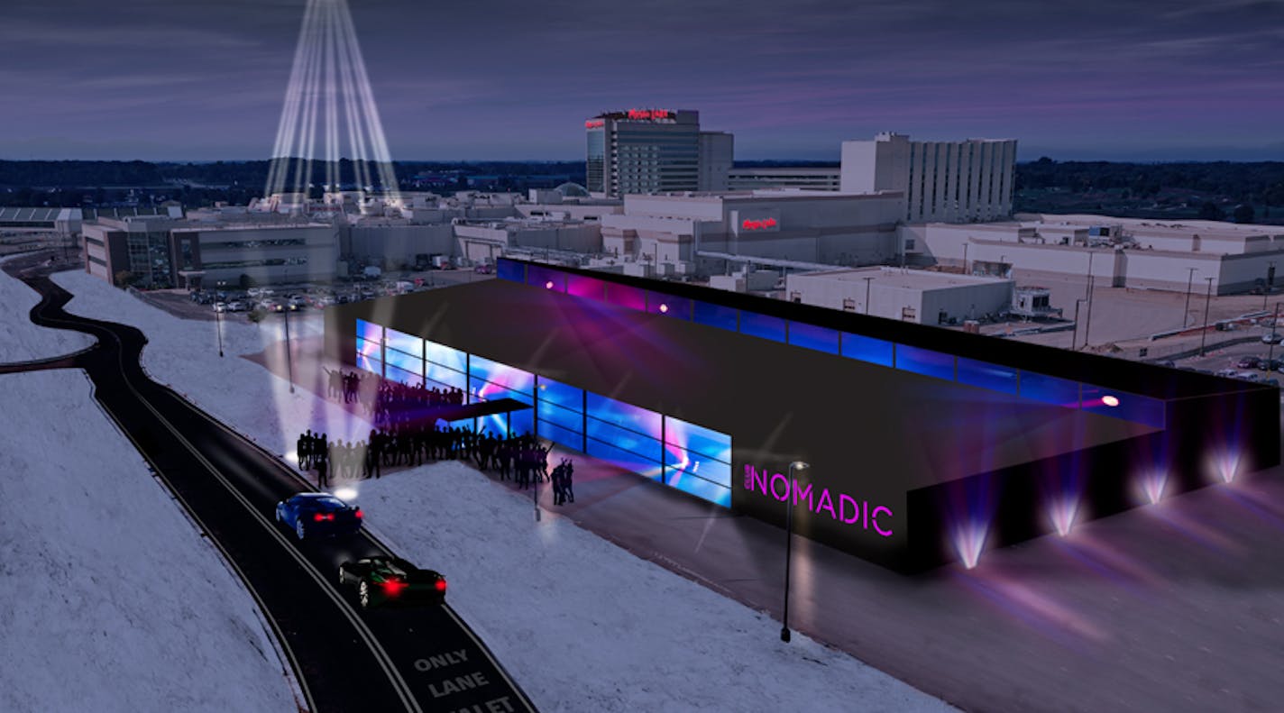 In this rendering of a Club Nomadic, the world-famous traveling night life experience that was in Houston last year, will call the Shakopee Mdewakanton Sioux Community&#xed;s Mystic Lake Casino Hotel home for four days of performances leading into and after the Super Bowl, February 1-4, 2018.