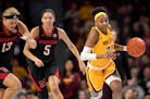 Minnesota guard Jasmine Brunson dribbled up the court after a steal in the first quarter.