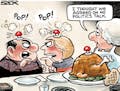 Sack cartoon: Thanksgiving table talk