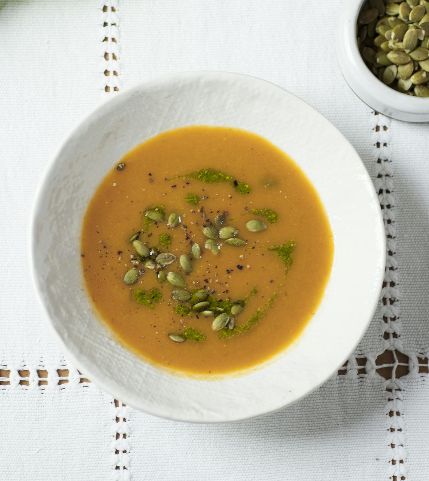 Spicy Carrot Soup, credit Chad Davis Reprinted with permission from Bone Deep Broth &#xa9; 2016 by Taylor Chen and Lya Mojica, Sterling Epicure, an imprint of Sterling Publishing Co., Inc. Photo by Chad Davis