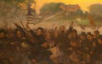There is a painting in the Governor's Reception Room at the Minnesota State Capitol that depicts the First Minnesota Volunteer Regiment's historic fir