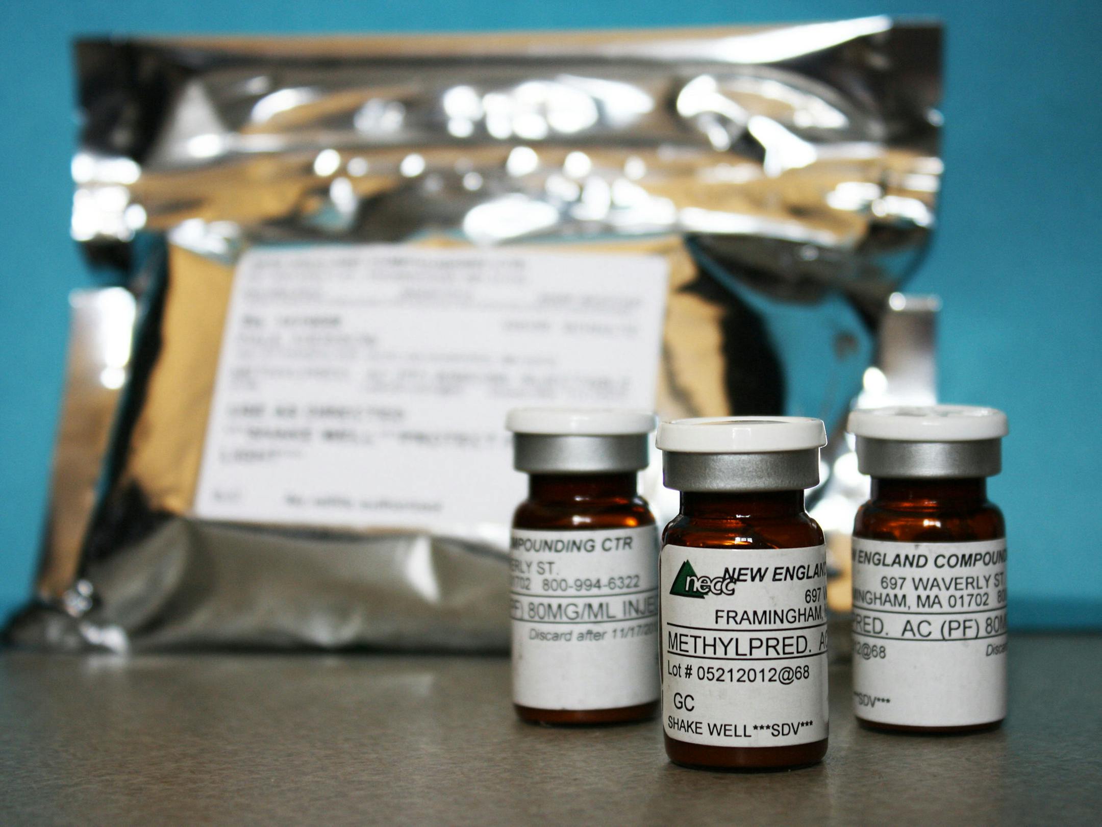 This photo provided Oct. 9, 2012, by the Minnesota Department of Health shows shows vials of the injectable steroid product made by New England Compounding Center implicated in a fungal meningitis outbreak that were being shipped to the CDC from Minneapolis. On Thursday, Oct. 18, 2012, the U.S. Food and Drug Administration said the fungus was in one lot of vials made in August 2012 by the New England Compounding Center of Framingham, Mass. The specialty pharmacy has been at the center of a natio