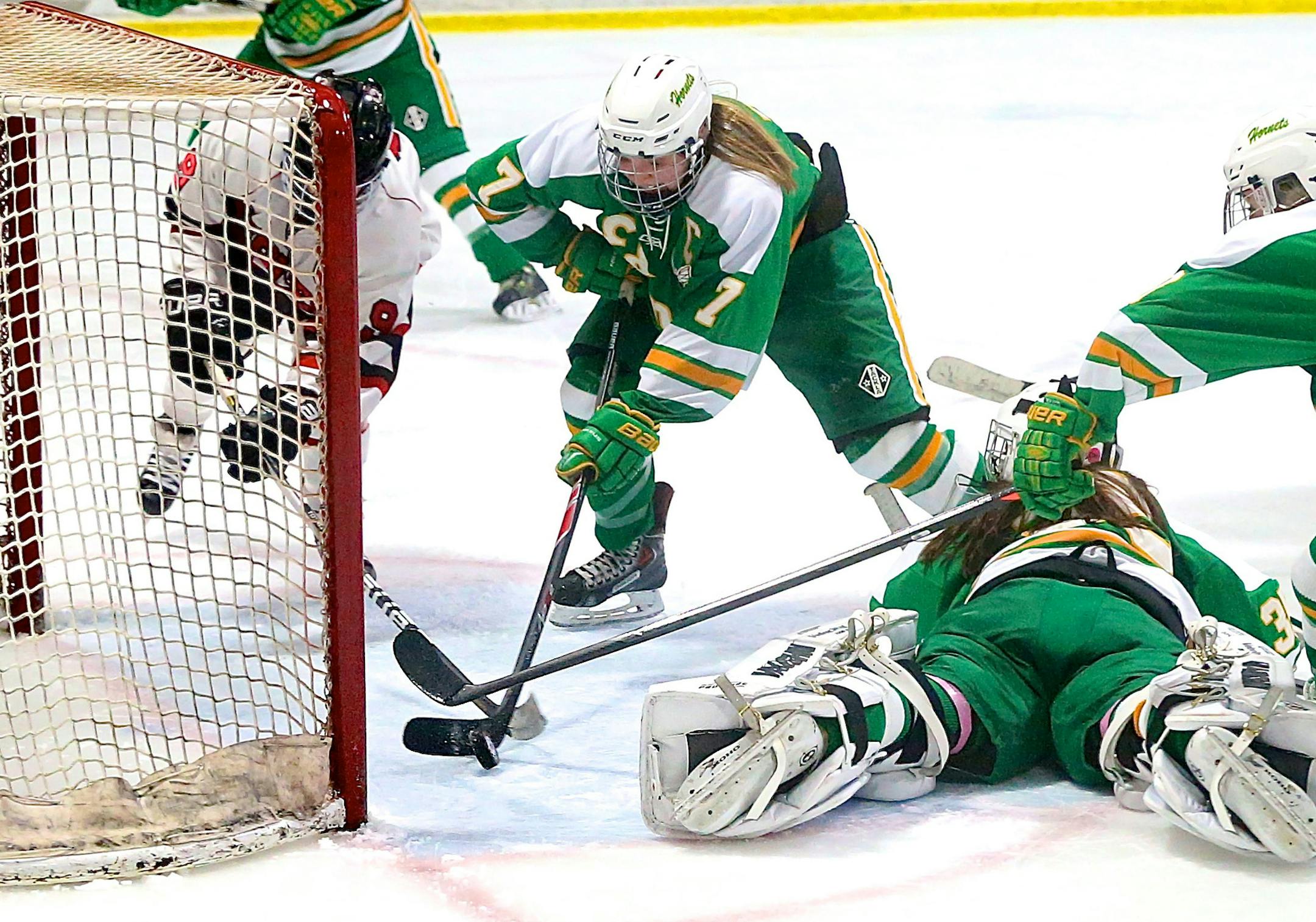 Not only did Taylor Williamson score the winning goal in overtime of Edina's 4-3 victory over Eden Prairie in the Section 2, Class 2A final, she also prevented an Eden Prairie goal by knocking the puck away at the last moment.