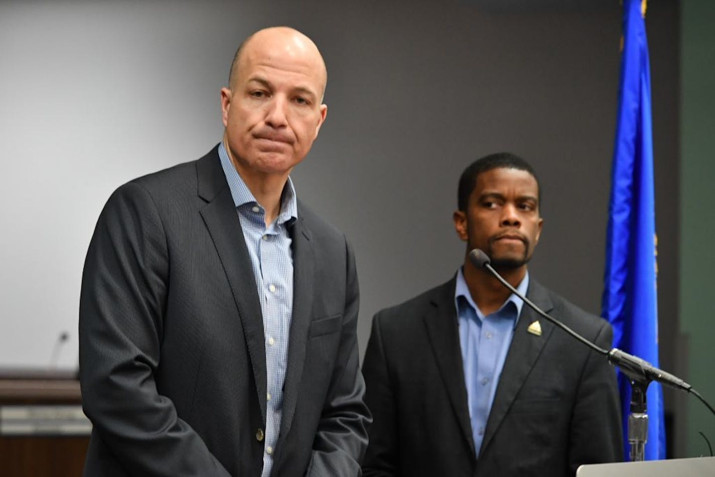 St. Paul schools Superintendent Joe Gothard and Mayor Melvin Carter held a a joint news conference to address the problems Monday with getting students home in the snow.