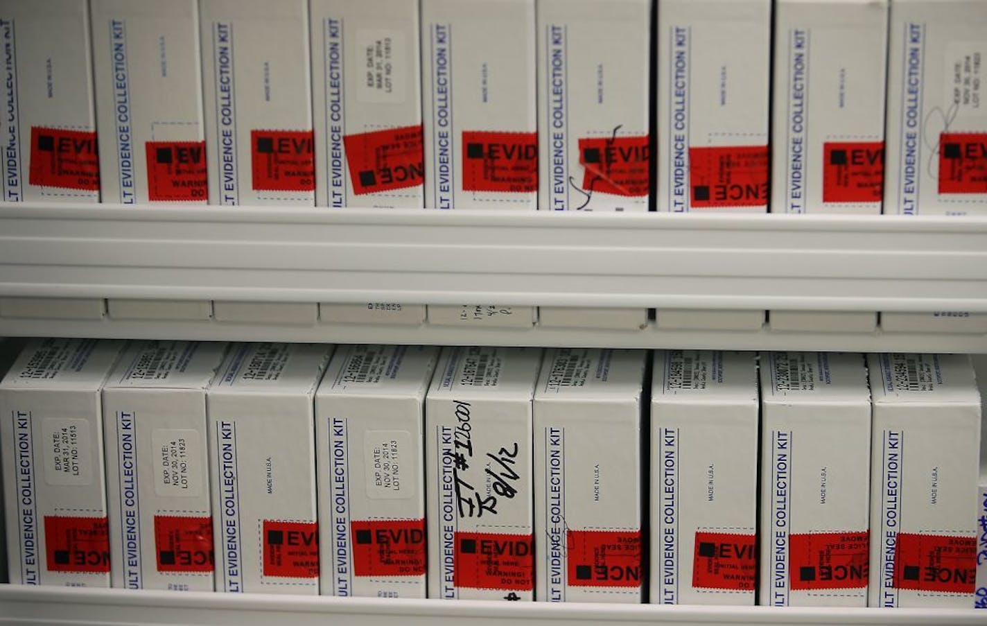 Sheriff Commander Brian Podany stood near three evidence refrigerators with 500 untested rape kits, Wednesday, December 2, 2015 in Andover, MN.