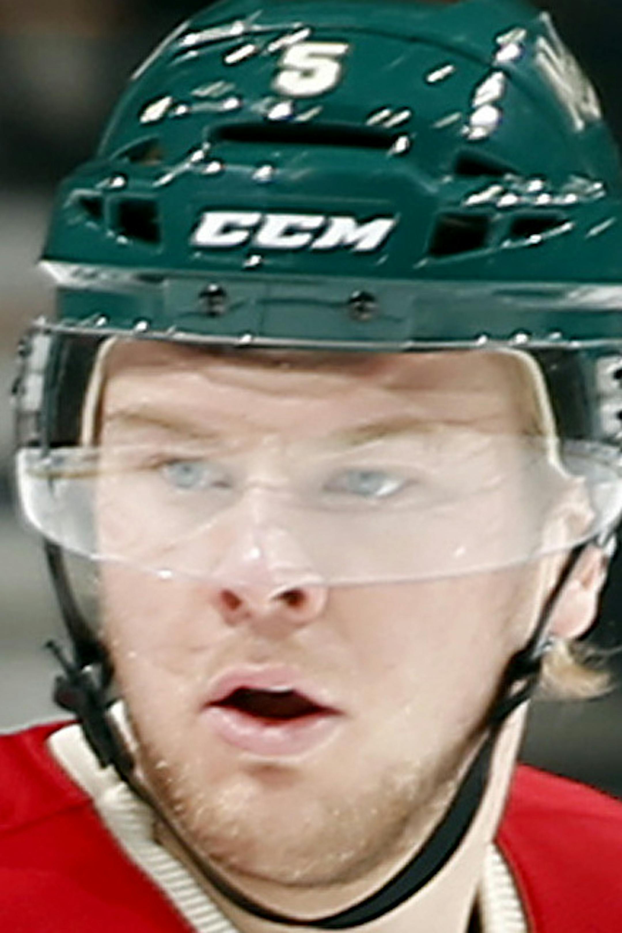 Minnesota Wild Christian Folin (5). ] CARLOS GONZALEZ cgonzalez@startribune.com - April 10, 2014, St. Paul, Minn., Xcel Energy Center, NHL, Minnesota Wild vs. St. Louis Blues