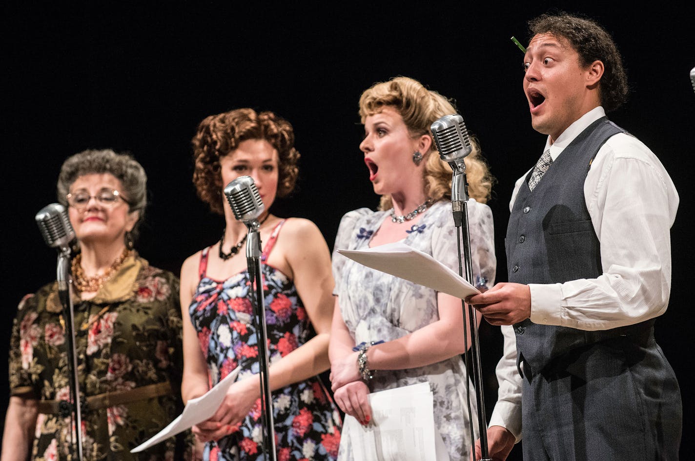 Susan Hofflander, Elizabeth Hawkinson, Liv Redpath and Phinehas Bynum in Leonard Bernstein's "Candide."