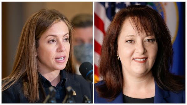 State Sen. Melisa Franzen, left, and State Auditor Julie Blaha were both hospitalized Wednesday night after a car crash while driving back from Farmfe