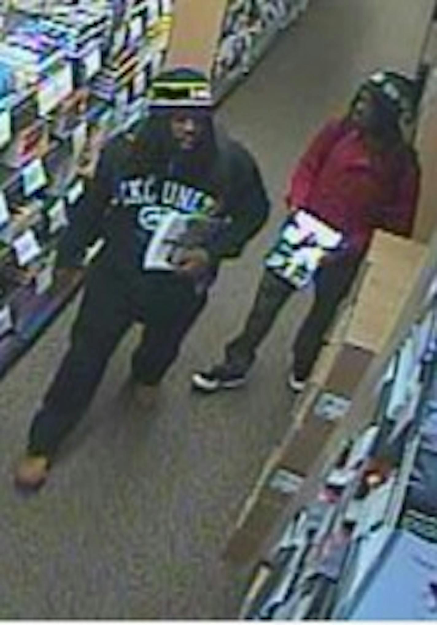 Police released video surveillance photos of suspects in a series of thefts from the St. Cloud State University campus bookstore.