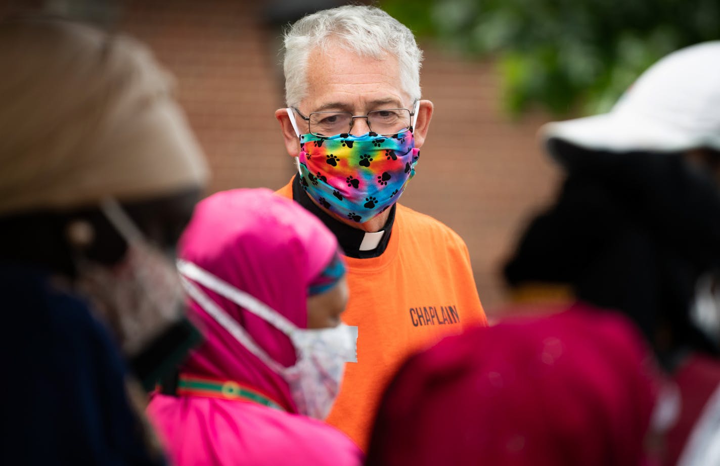 Peter Stebinger, a retired Episcopal priest, is one of the volunteer chaplains helping at Holy Trinity Lutheran Church in Minneapolis.