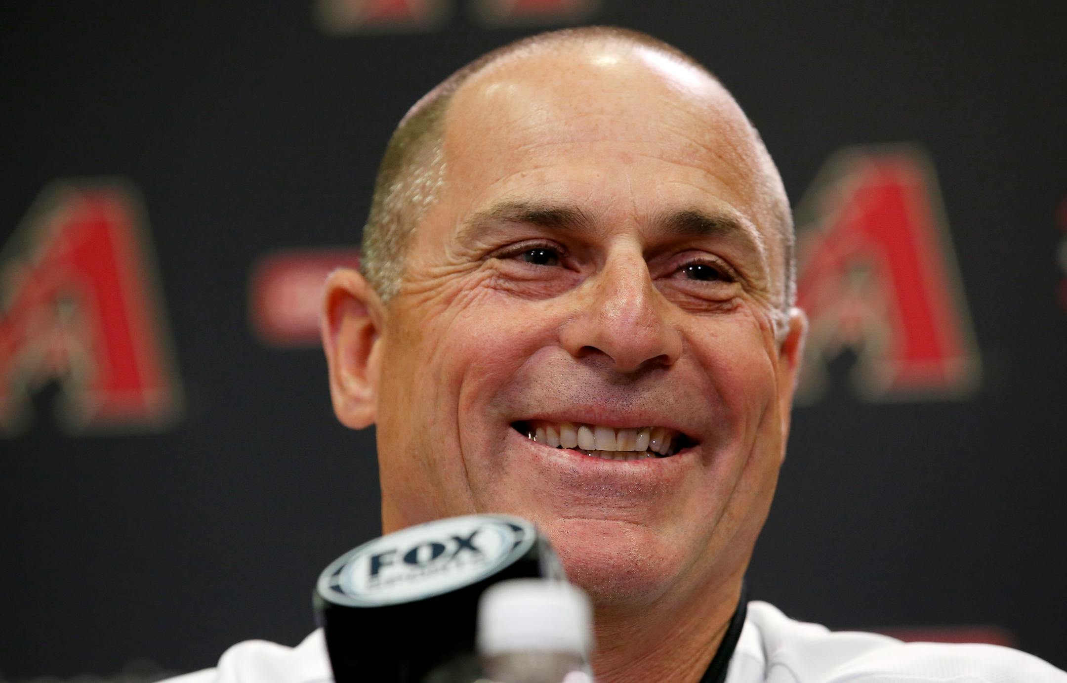 New Arizona Diamondbacks baseball team manager Chip Hale smiles as he talks about managing the new club during a news conference Monday, Oct. 13, 2014, in Phoenix. The former Diamondbacks third base coach was hired Monday to replace fired Kirk Gibson as the Diamondbacks manager. (AP Photo/Ross D. Franklin)