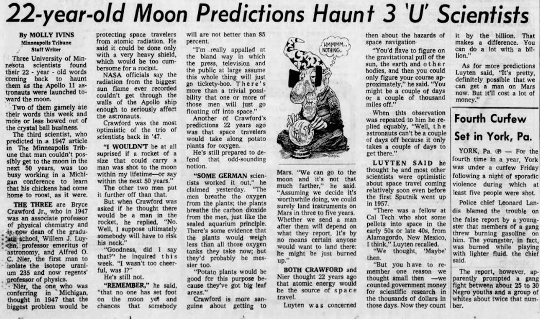 Molly Ivins' article appeared in the Minneapolis Tribune on July 19, 1969.