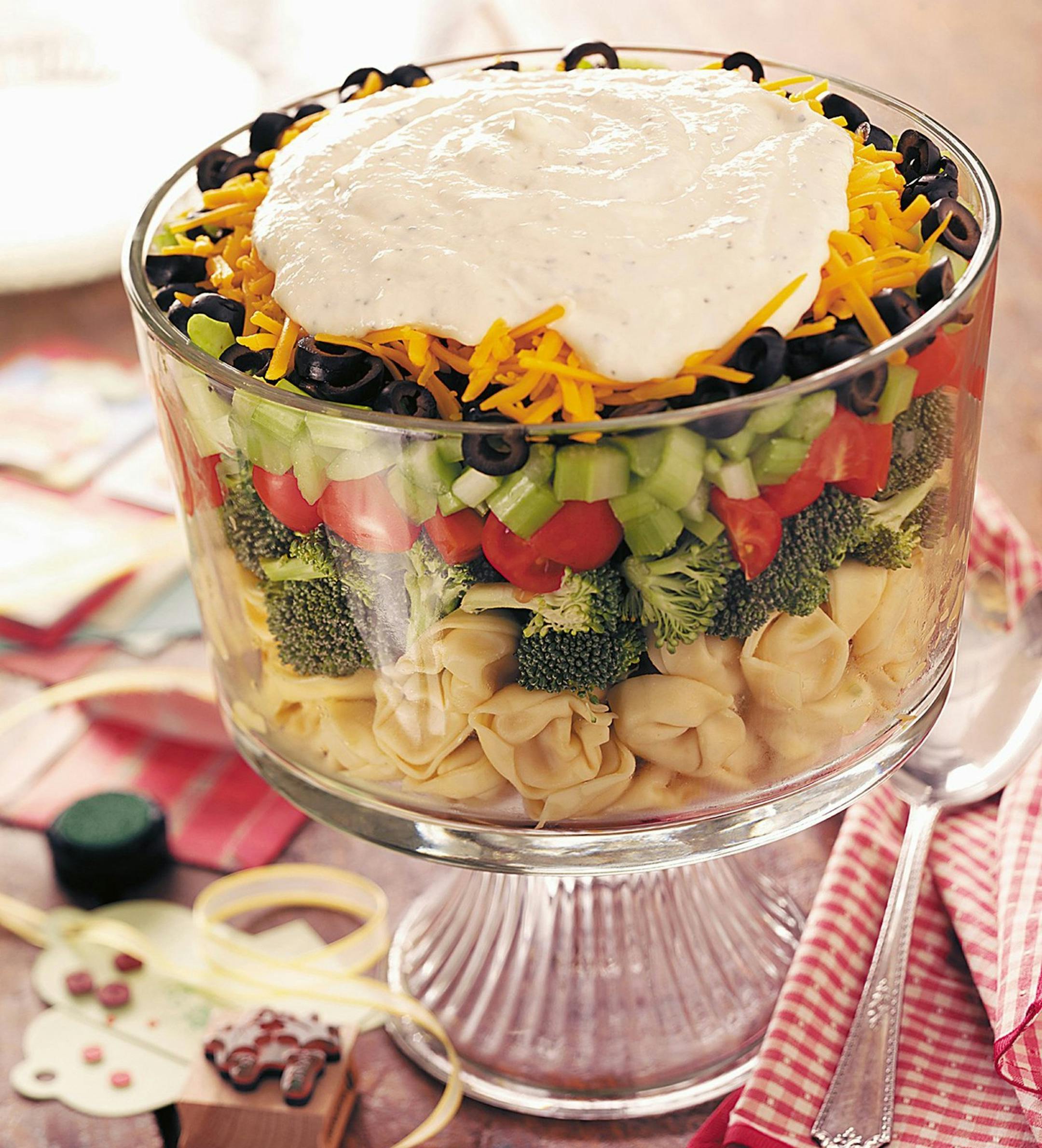Tortellini adds another dimension to this seven-layer salad. (MCT) ORG XMIT: 1156135