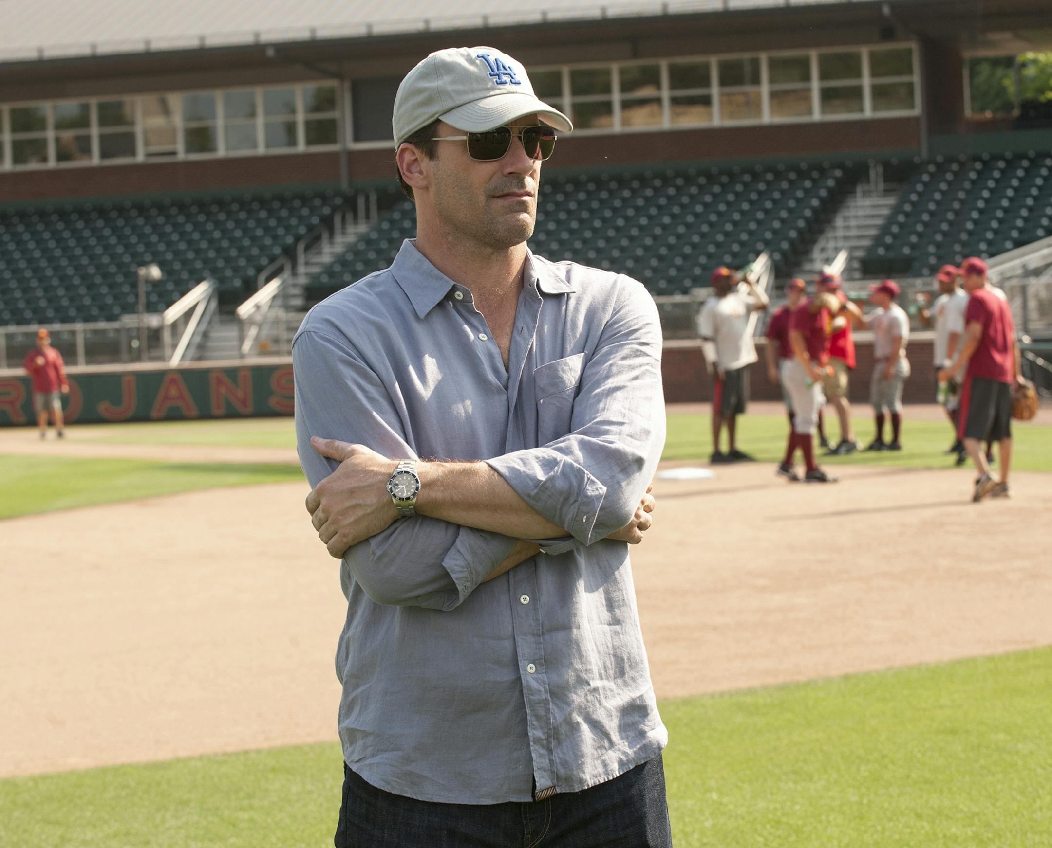 "MILLION DOLLAR ARM"..057_MDA-12679-057..Jon Hamm stars as sports agent JB Bernstein in Walt Disney Pictures' "Million Dollar Arm". "Million Dollar Arm" is the incredible true story of two young men who went from never throwing a baseball to being given a shot in Major League Baseball...Ph: Ron Phillips, Disney Enterprises Inc. All Rights Reserved.