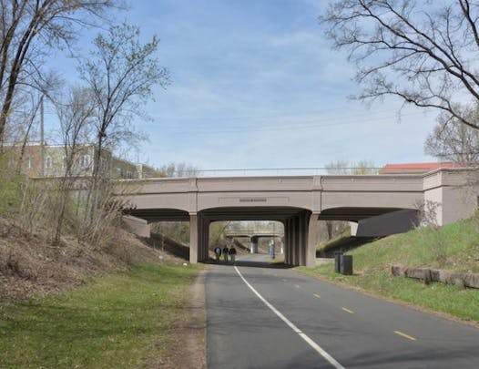 A rendering of the new Cedar Avenue bridge over the Midtown Greenway. Its design strives to fit with the original style of the bridge, which was built in 1916-1917.