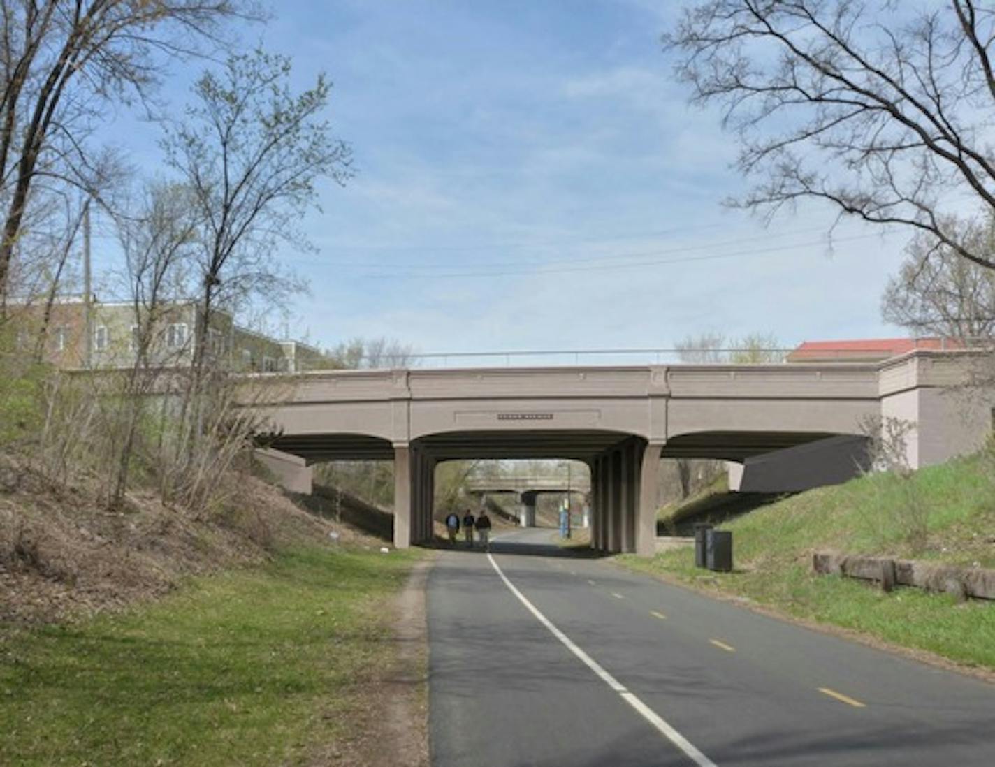 Rendering of the new Cedar Avenue bridge over the Midtown Greenway, designed to fit in with the original historic style of the bridge, which was built in 1916-1917.