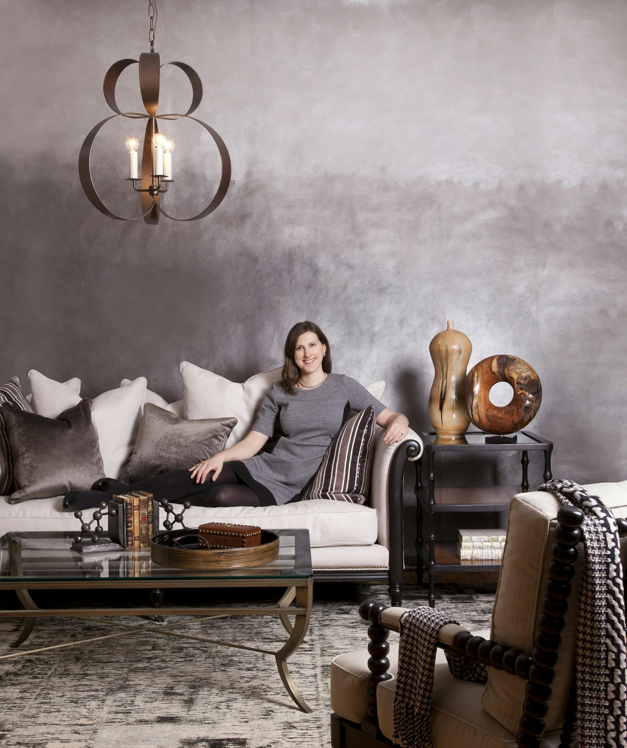 provided photo Designer Desi Creswell, Desi Interior Design, in room vignette for American Craft Council show