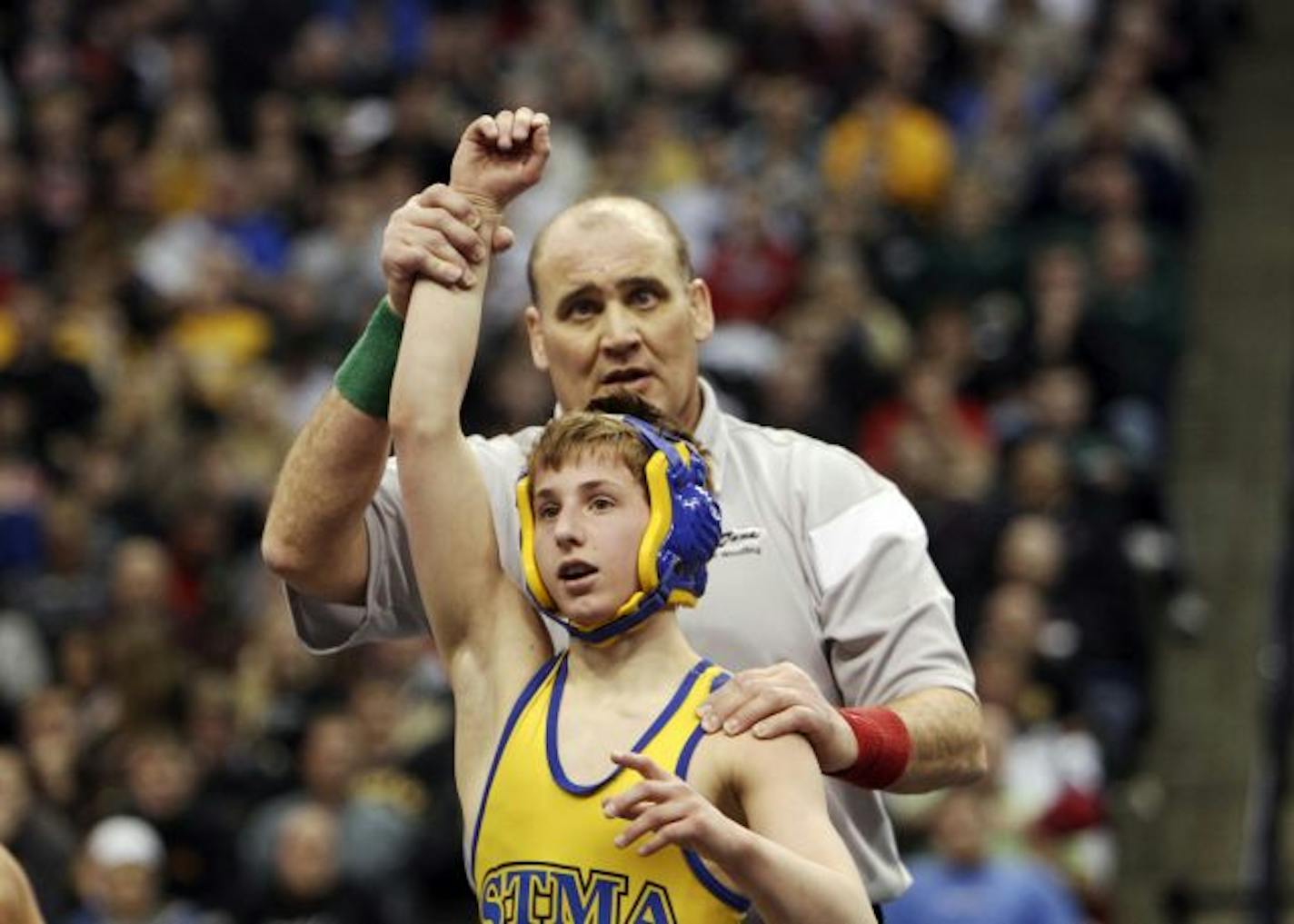 STMA's Tommy Thorn won his AAA match against Tanner Johnshoy of Prior Lake 7-1.