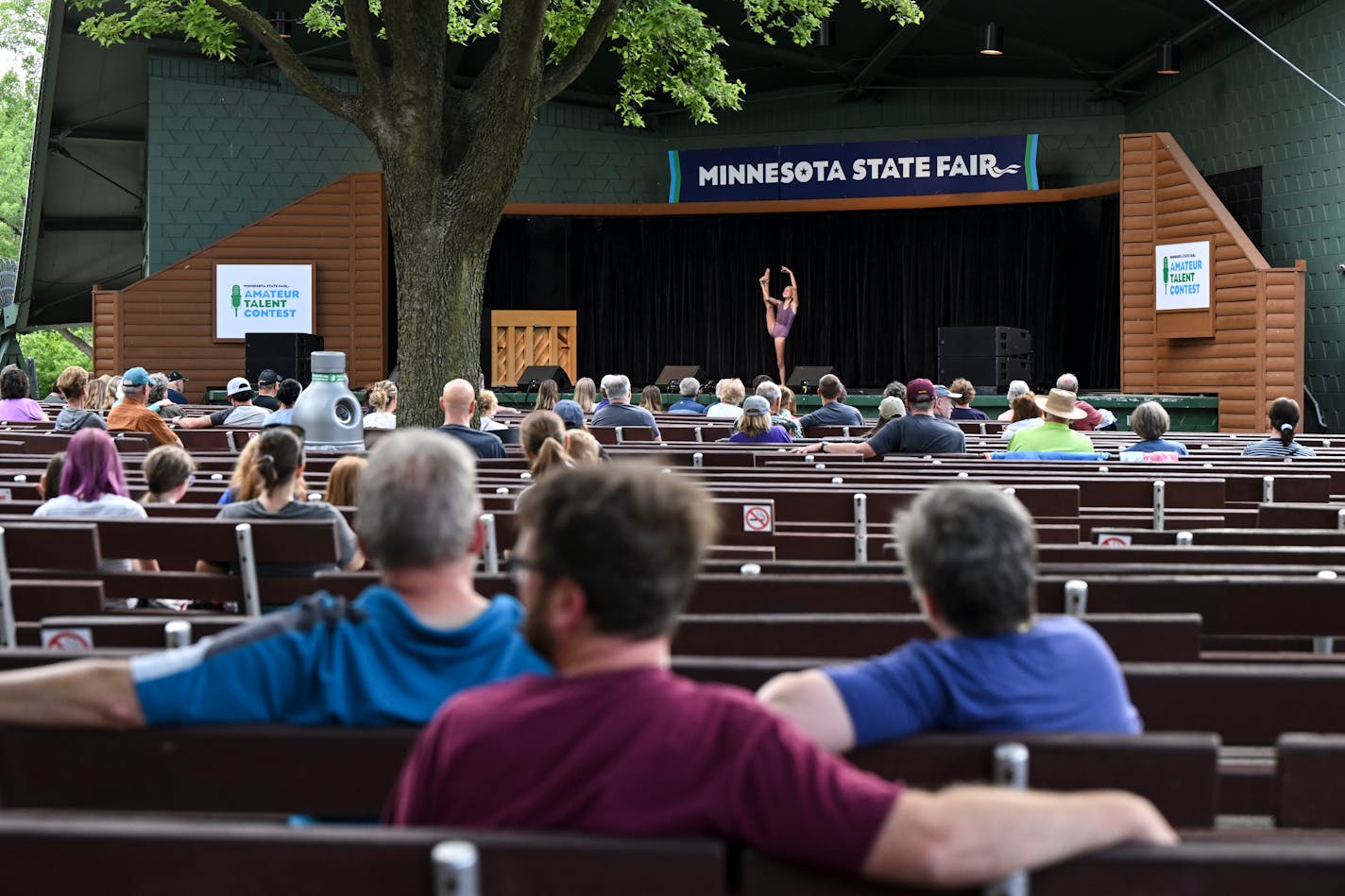 Kendyl Lasser-Tschida, 10, dances during the State Fair's Amateur Talent Contest Audition Monday, July 25, 2022 at the Minnesota State Fairground's Leinie Lodge Bandshell in Falcon Heights, Minn..] aaron.lavinsky@startribune.com