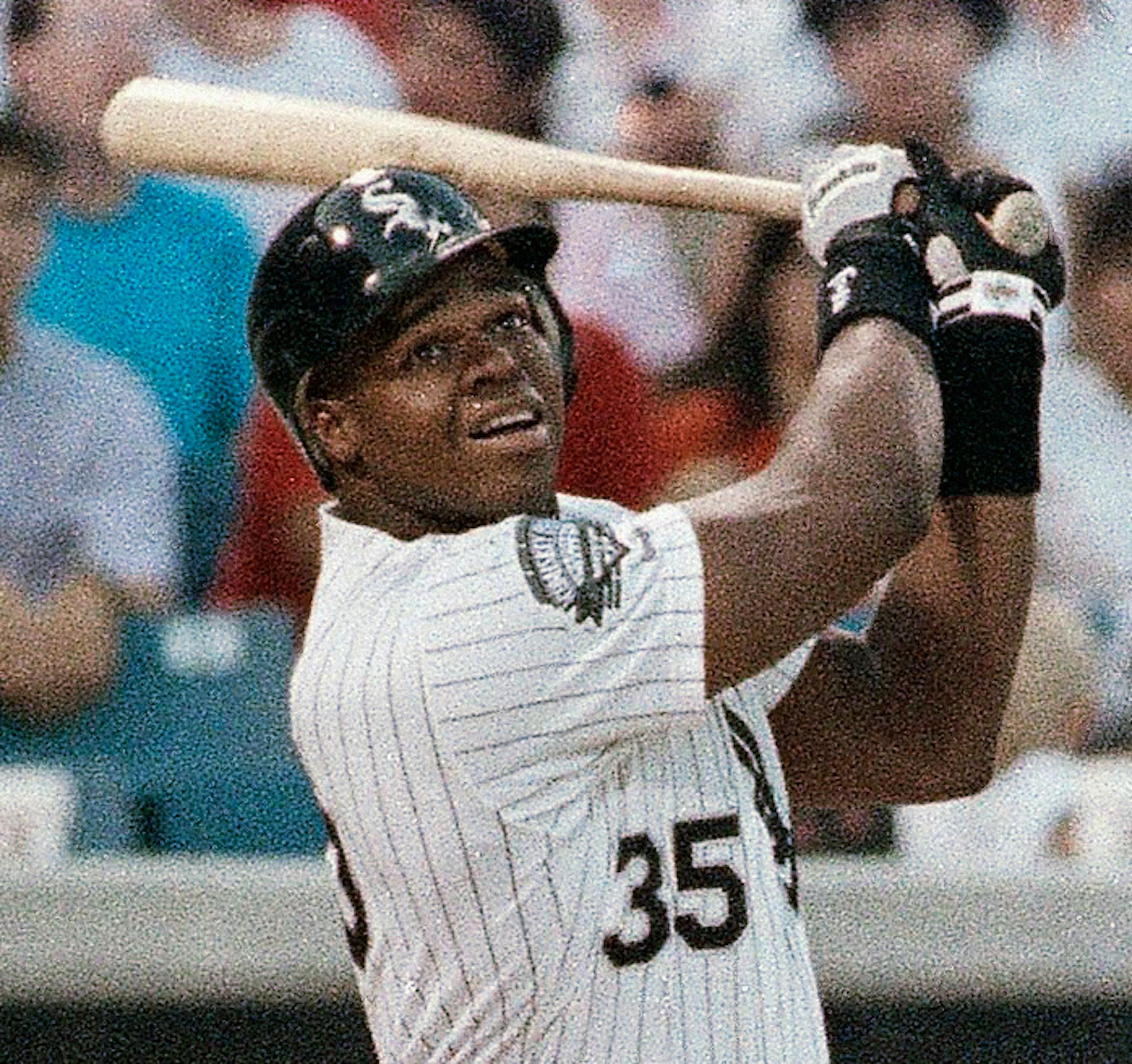 Chicago White Sox' Frank Thomas, batting against Seattle, Thursday, June 27, 1991 in Chicago, is on a pace to make an assault on the teams all-time single-season RBI record. The 6-foot-5, 240-pounder has produced one of every five of his teams RBIs, and if he continues on his current pace he would finish with 127 RBI. Zeke Bonura owns the club mark of 138 in 1936. (AP Photo/Fred Jewell) ORG XMIT: APHS180681 ORG XMIT: MIN1507241714282197