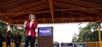 Senator Tina Smith, D-Minn., spoke to supporters at an early voting rally at the U of M's Northrup Plaza Friday. ] AARON LAVINSKY &#xa5; aaron.lavinsk