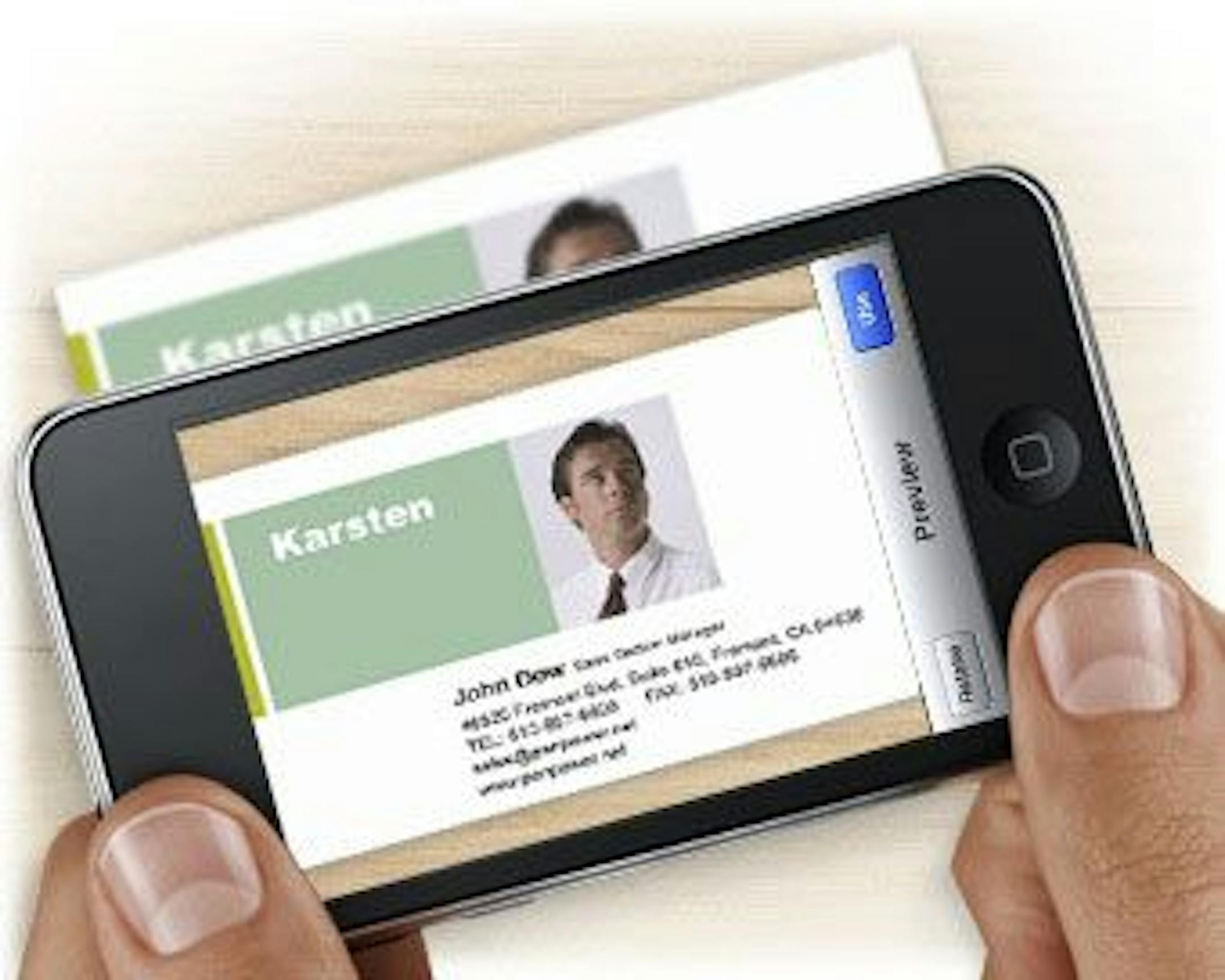 An undated handout photo of the WorldCard Mobile app in an undated handout photo. App developers are offering new ways to scan and organize business cards that make them easy to find. (The New York Times) -- MAGS OUT/NO SALES; FOR EDITORIAL USE ONLY WITH STORY SLUGGED CIR-SMARTPHONE-APPS. ALL OTHER USE PROHIBITED. --