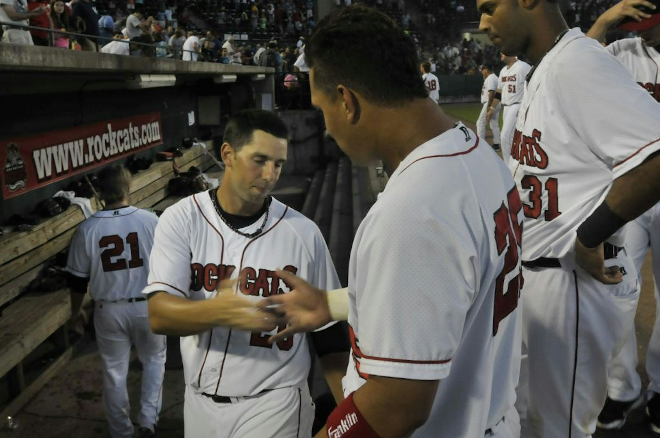 First baseman Chris Colabello, left, right fielder Oswaldo Arcia, center, and center fielder Aaron Hicks are three of the top hitters on the Twins' Class AA team in New Britain, Conn.